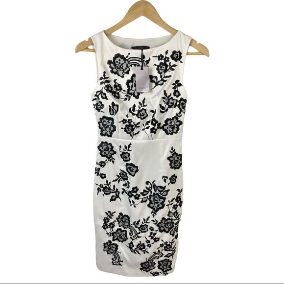 NWT Coast UK White and Black Floral Sheath Dress UK 8/ US 4 - Picture 2 of 7